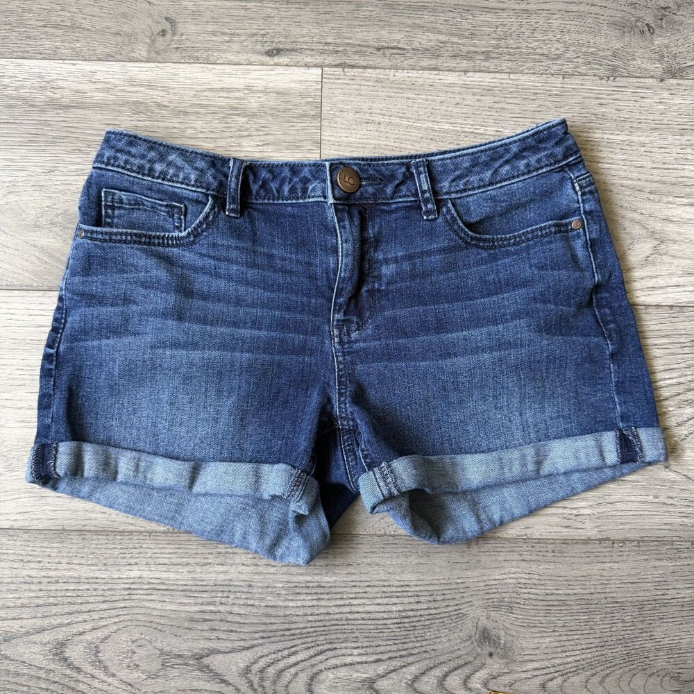 LC Lauren Conrad Women’s Casual Dark Blue Denim Cuffed Shorts - Size 6